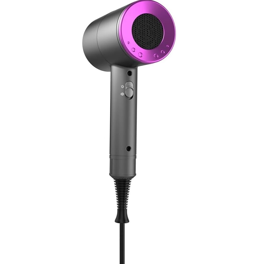 Hair Dryer, 1800 Watts Professional Ionic Hair Dryer with Diffuser and Nozzles, Powerful Blow Dryer for Fast Drying,Compact & Lightweight Travel Portable Hair Dryer for Women (Gray)