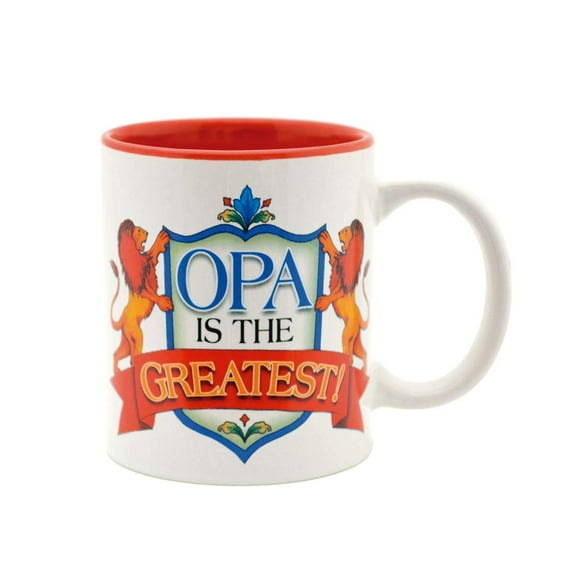 "Opa is the Greatest" Shield Design Gift for German or Dutch Grandpa Ceramic Coffee Mug by E.H.G | 12 oz