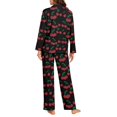 thumbnail image 3 of SCRAWLGOD Cherry Women Button Up Pajamas Long Sleeve Two Piece Lounge Set for Women V Neck Ladies Pjs with Pockets Comfy Graphic Pj Sets for Women Size L, 3 of 7