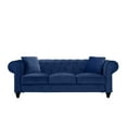 thumbnail image 2 of Classic Chesterfield Couch in Velvet Scroll Arm Tufted Button Sofa, Blue, 2 of 10