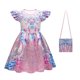 thumbnail image 5 of Vestido de princesa de manga corta con estampado de estrellas famosas para niñas y niños, disfraz de cosplay de Halloween para juego de rol de Navidad, 5 of 5
