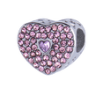 thumbnail image 1 of Charm para Pulsera LuckyLy, Dije de Corazón, Acero Inoxidable y Zirconia Cúbica Rosa, Modelo Lucía plateado UNITALLA, 1 of 8