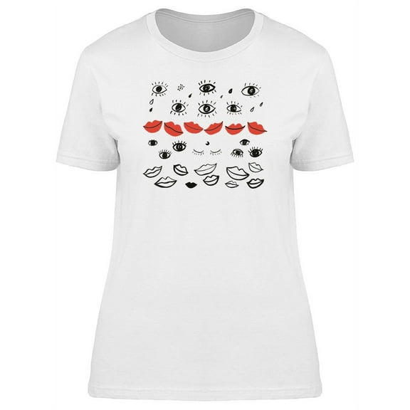 Grunge Eyes And Mouth Collage T-Shirt Women -Image by Shutterstock, Female Medium