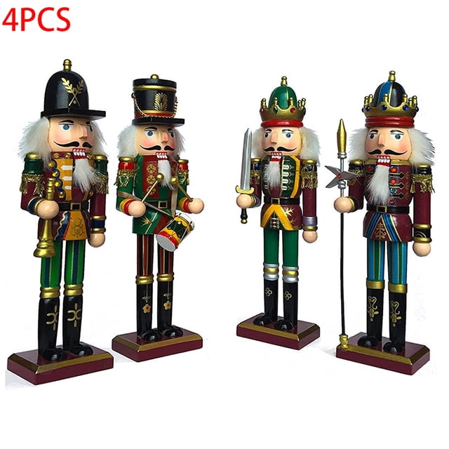 Navidad Soldados Soldado De Madera Cascanueces En Soporte Decoración Del Hogar Regalo De Navidad 4 Uds 30Cm Cascanueces Scienceny HA029825-00