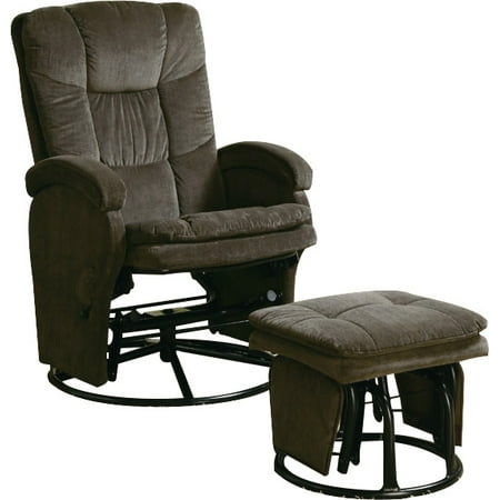 Coaster Chenille Glider and Ottoman in Chocolate