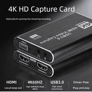 4K HDMI Video Capture Card for Streaming Gaming, 1080P 60FPS Audio Video Recorder USB 3.0 Interface, Compatible with PC, Camera, TV, Game Device