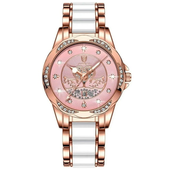 POEDAGAR Women Watch Luxury Quartz Diamond Rose Gold Ceramics Steel Watches Waterproof Luminous Ladies Wristwatches