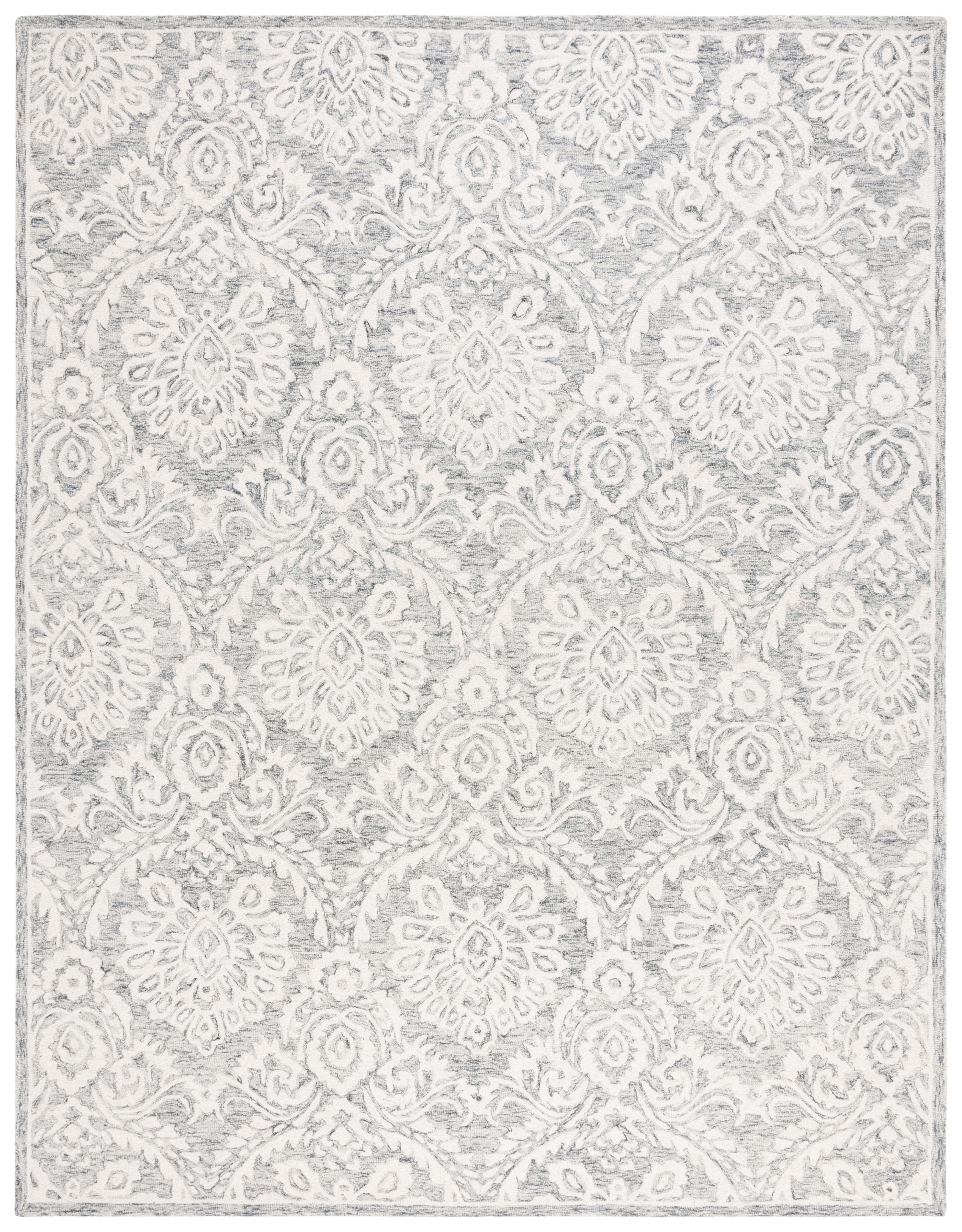 SAFAVIEH Blossom Travis Damask Area Rug, Grey/Ivory, 8' x 10'
