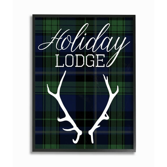 The Stupell Home Decor Collection Holiday Lodge Christmas Antlers Framed Giclee Texturized Wall Art
