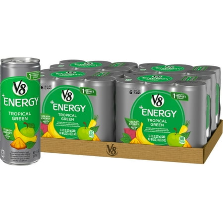 (24 Cans) V8 +Energy Tropical Green, 8 Fl Oz