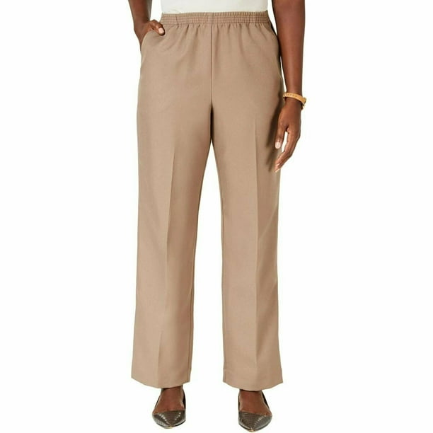Karen Scott Women Pull-On Ankle Classic Pants Ruched Elastic Waist Pockets Beige - Walmart.com