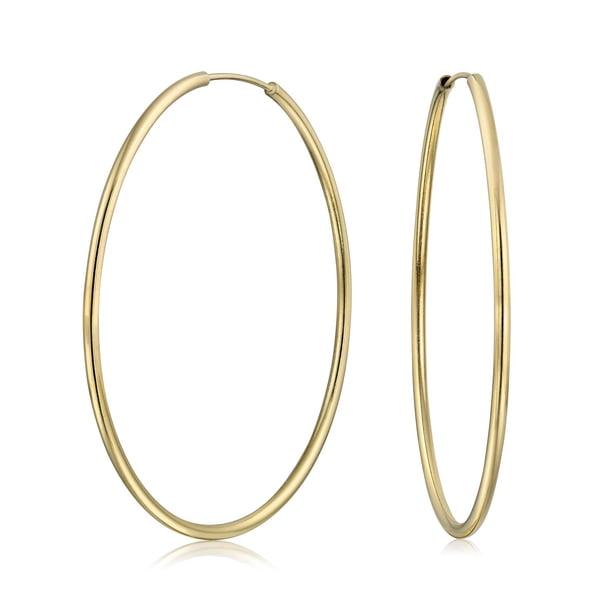 gold endless hoop earrings 18k