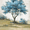 Blue Tree Landscape, variant on UXIEQU Blue Tree Landscape Canvas Wall Art 15.75x11.81 Inches
