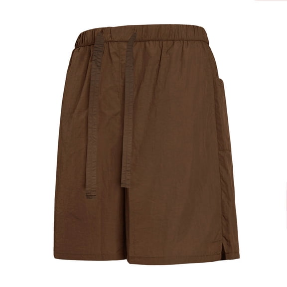 JUUYY Men's Casual Drawstring Shorts Side Slit Elastic Waist Workout Gym Running Shorts Loose Fit Summer Beach Shorts with Pocket Coffee XXXL