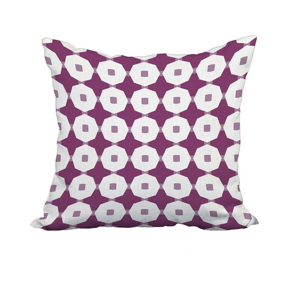 22 x 22 Inch Purple Geometric Print Decorative Polyester Throw Pillow with a Linen Texture