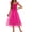 Hot Pink, variant on Girls Summer Dress Tulle Ruffle Sleeve Smocked Cami Maxi Tiered Casual Tween Sundress