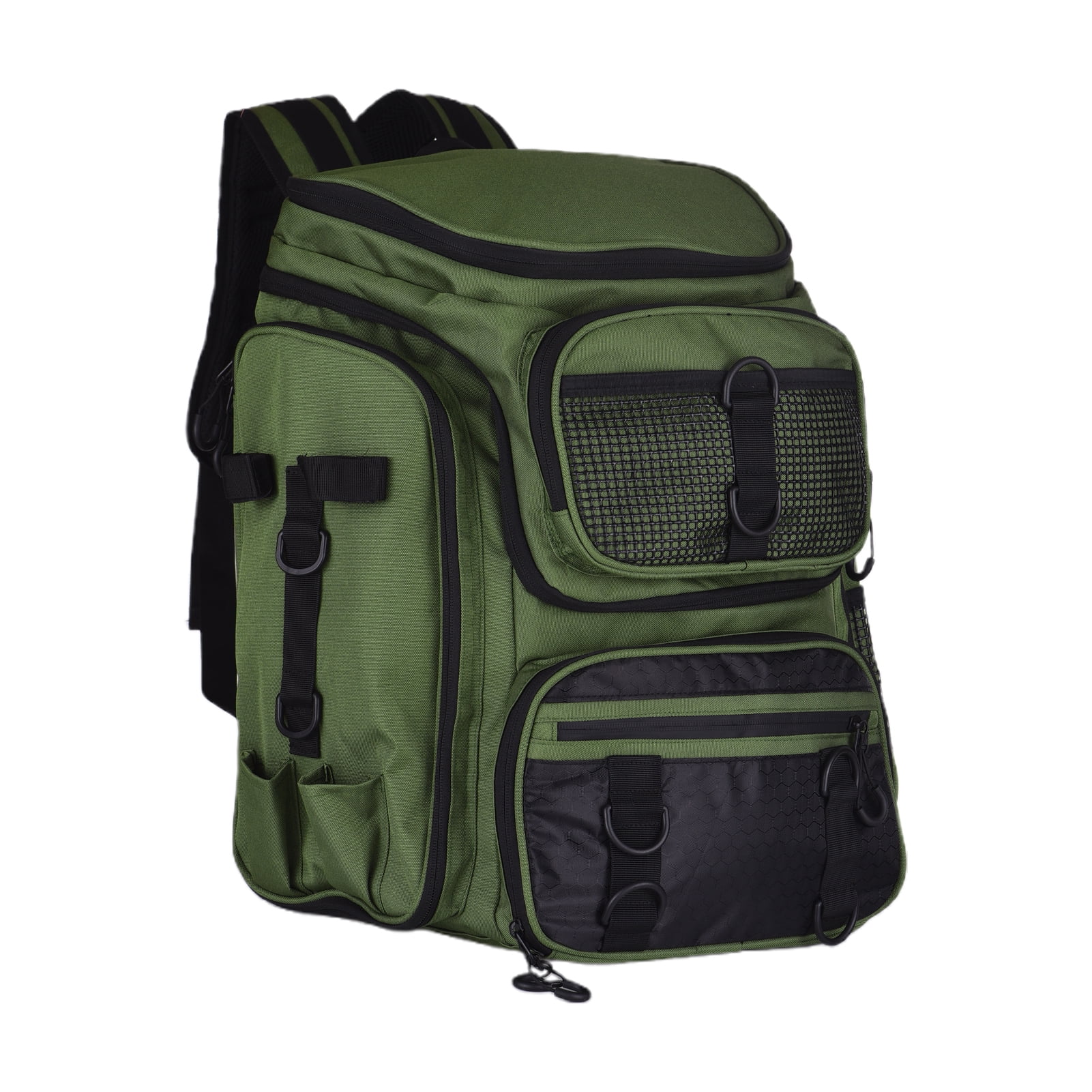 Blusea Fishing Tackle Backpack , Large Outdoor Storage Tackle Bag  for Fishing Gear,Green（NO Trays）