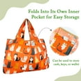 thumbnail image 3 of Wrapables Large & Small Foldable Tote Nylon Reusable Grocery Bags, Set of 2, Orange Kitties, 3 of 9