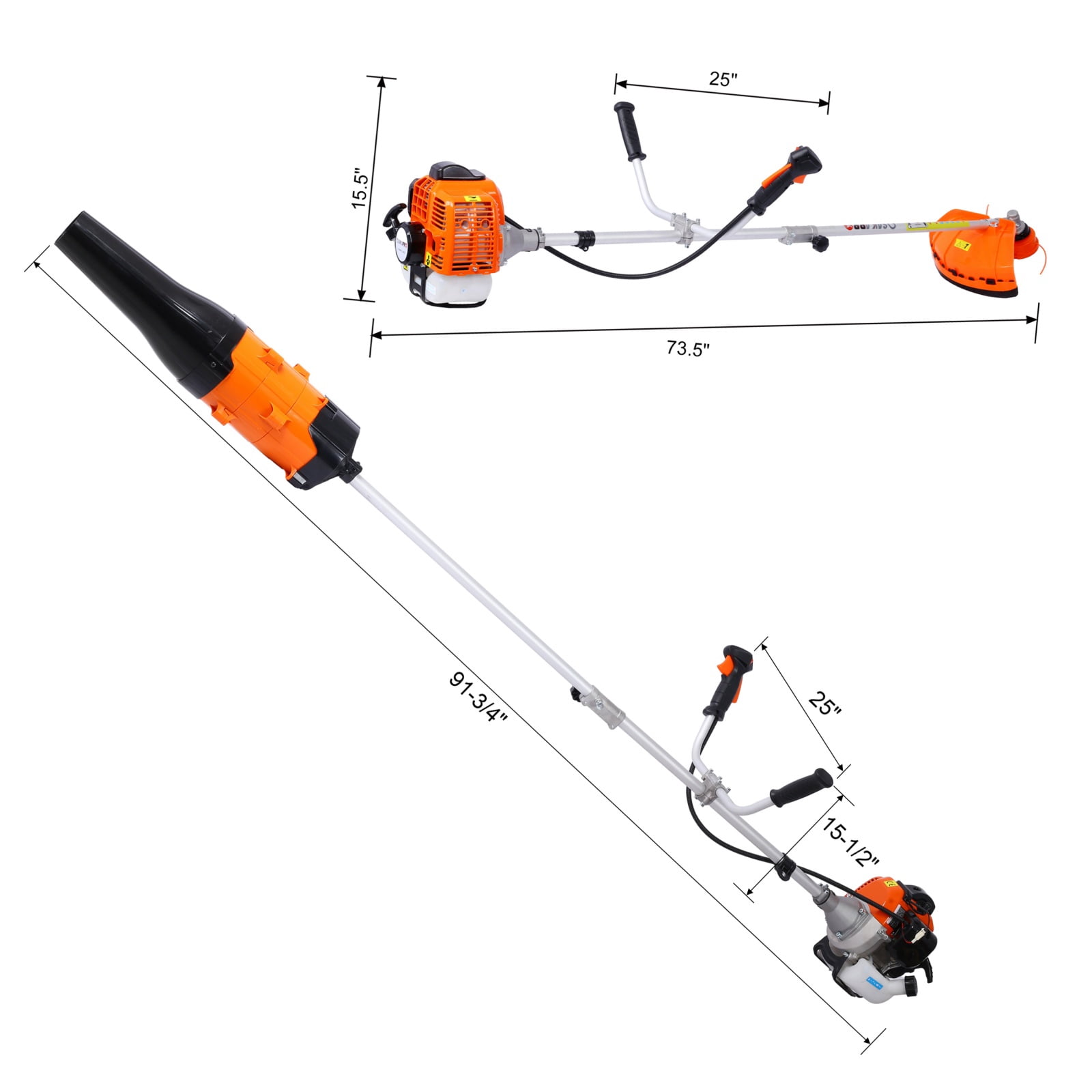 52cc 3-in-1 Gas Powered Multi-Tool, String Trimmer, Brush Cutter & Leaf Blower with Shoulder Strap