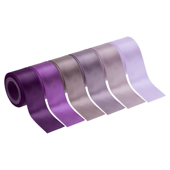 Uxcell 1 Inch x 30 Yards Solid Satin Ribbon, 6Pcs Polyester Fabric Ribbon Roll Single Faced for Gift Wrapping Crafts Wedding Birthday Bouquet Hair Bows DIY Decoration, Dark Purple Tone