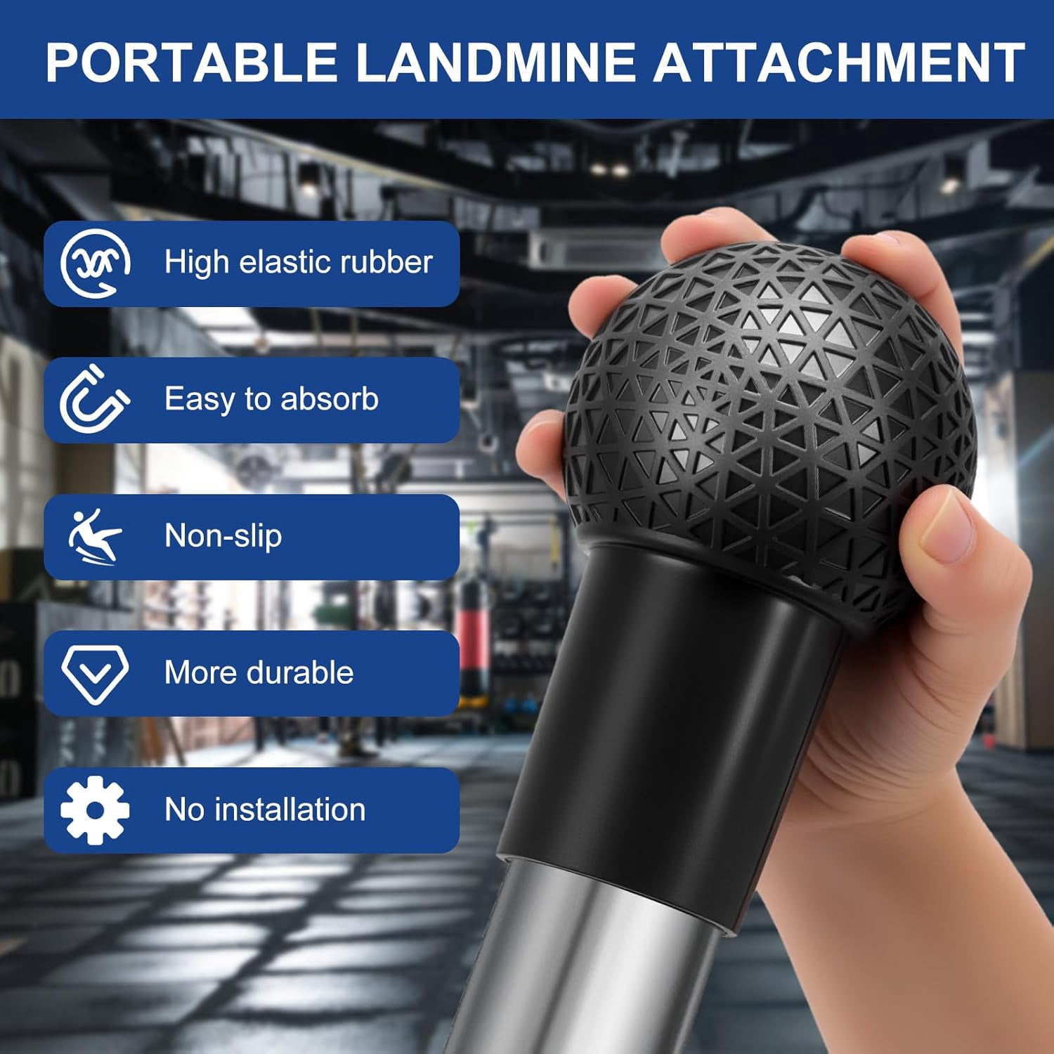 RVKXHD Landmine Attachment for Barbell, Rubber Material, Fits 2 inch Bars, T Bar Row Attachment for Pressing, Rowing, Spinning and Home Gym