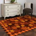 thumbnail image 3 of 4x6 Area Rugs, Orange Maple Leaves Fall Non-Skid Rubber Backing Large Rectangle Rugs - Living Room Bedroom Home Office, Thanksgiving Orange Buffalo Plaid Indoor Floor Mat Carpets Washable Rug, 3 of 9