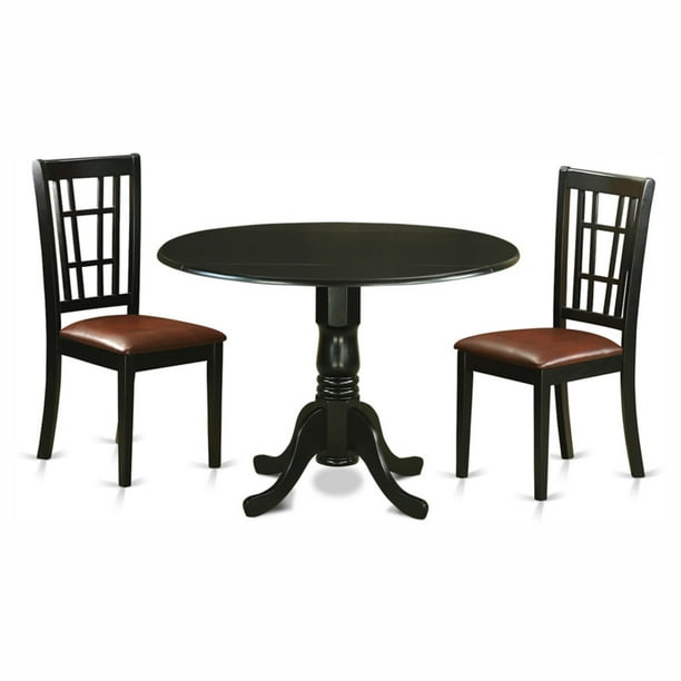 East West Furniture Dublin 3 Piece Drop Leaf Dining Table Set with