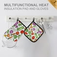 thumbnail image 4 of Yayeee Oven Mitts and Pot Holder Set of 4 Heat Resistant Kitchen Gloves Baking Hot Pad, Vegetables Pattern, 4 of 5