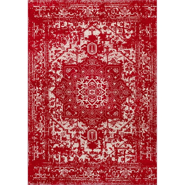 Unique Loom Richmond Medallion Border Rug 10' x 14' Rectangle Red/Ivory