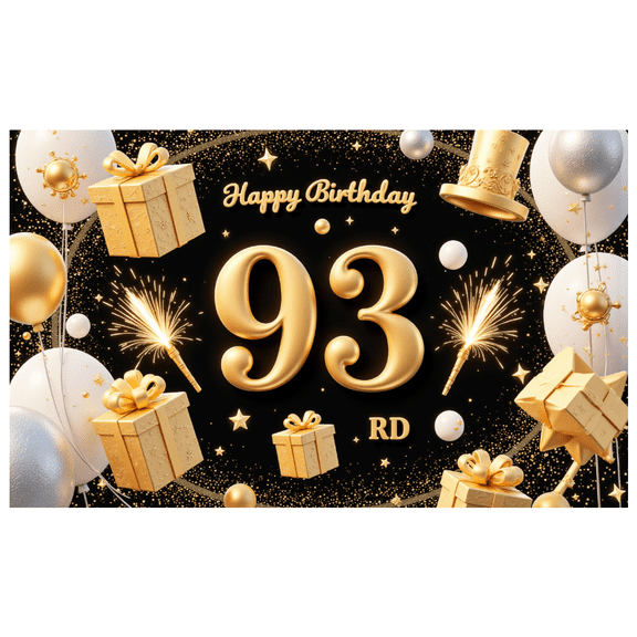 Golden Theme Birthday Party Decoration Banner Decorative Design 93rd Celebration for Birthday Party Anniversary Indoor Decoration