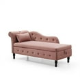 thumbnail image 2 of 60" Velvet Multifunctional Storage Chaise Lounge, Long Lounger with Buttons Tufted Nailhead Trimmed, Upholstered Lounge Chair Indoor with Solid Wood Legs and 1 Pillow, Sleeper Sofa, Rose, 2 of 6