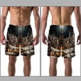 thumbnail image 3 of luoweisi Men's Beach Shorts Quick Dry Swim Trunks with Mesh Lining Christmas Night L, 3 of 5