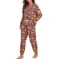 thumbnail image 4 of HELLHERO Thanksgiving Pjs Set for Women Pumpkin Dog Paw Printed Pajama Long Sleeve Sleepwear Soft Loungewear with Pockets, XL, 4 of 5