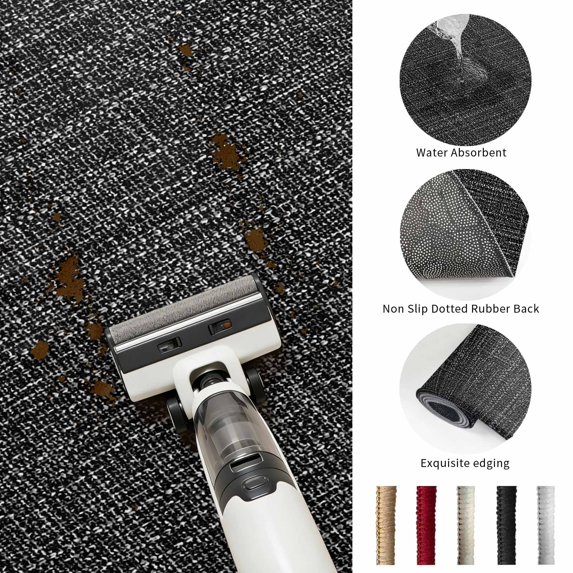 Round Rugs 6Ft, Rustic Black Round Area Rug Washable Indoor Throw Carpet, Farmhouse Solid Color Soft Non Slip Circle Rug for Office Cabinet Home Decor Aesthetic