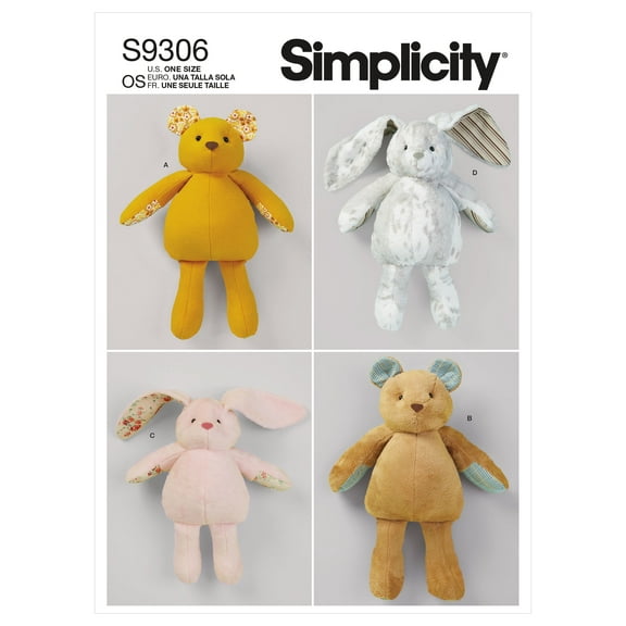 Simplicity Plush Bears & Bunnies In Two Sizes-