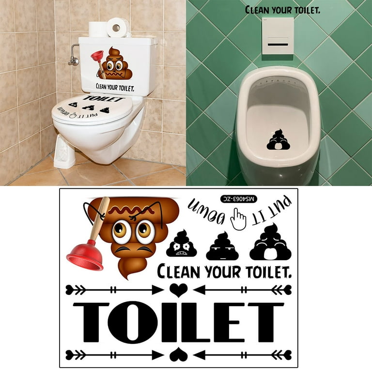 WOCLEILIY Prank Stickers CLEAN YOUR TOILET Toilet Sticker Decal Funny  Stickers Vinyl Waterproof Sturdy Material Toilet Seat Stickers Decals 
