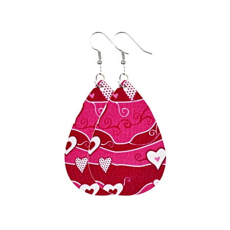 

TureClos Chandelier Earrings Leather Water Drop Ear Pendent Angel Floral Print Exaggerated Hanging Earring Valentine s Day Banquet Type 14