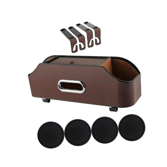 Organizador de reposacabezas de asiento de coche 4 posavasos portavasos duradero Marrón Zulema Organizador del respaldo del asiento del automóvil