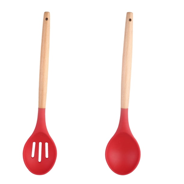 Los utensilios de cocina 2pcs fijaron en la manija de madera redonda, apto para lavavajillas sin BPA resistente al calor antiadherente