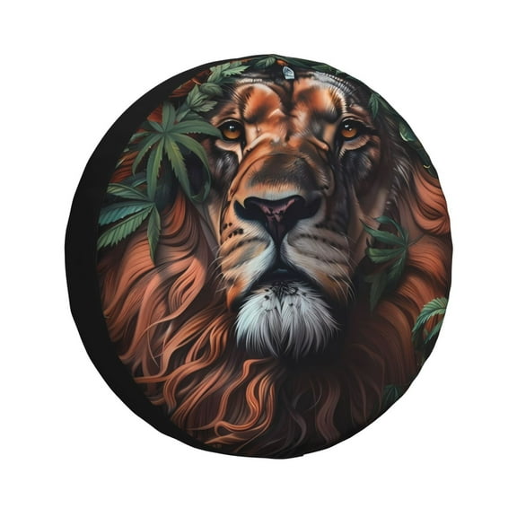 Logiee Lion Forest Crown Print Spare Tire Cover, Universal Wheel Protectors,Waterproof Dust-Proof UV Sun Wheel Tire Cover,Fit for SUV, RV, Travel Trailer, Truck-14 inch