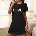 thumbnail image 2 of Pyjama en Lin Jupe pour Femmes Chemises de Nuit pour Femmes Manches Courtes Chemises de Nuit pour Dormir Nuisette à Enfiler Douce Mignonne Imprimée Robe de Nuit Robes pour Femmes Tenue de Nuit Robe de Pyjama Noir P, 2 of 5