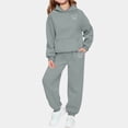 thumbnail image 2 of Fesfesfes Kids Winter Fleece Lined Hooded Sweatshirt and Jogger Pants 2 Piece Set Cozy Warm Outfit for Boys Girls Casual Wear Soft Comfy Matching Tracksuit for Children(Gray,9-10 Years), 2 of 4