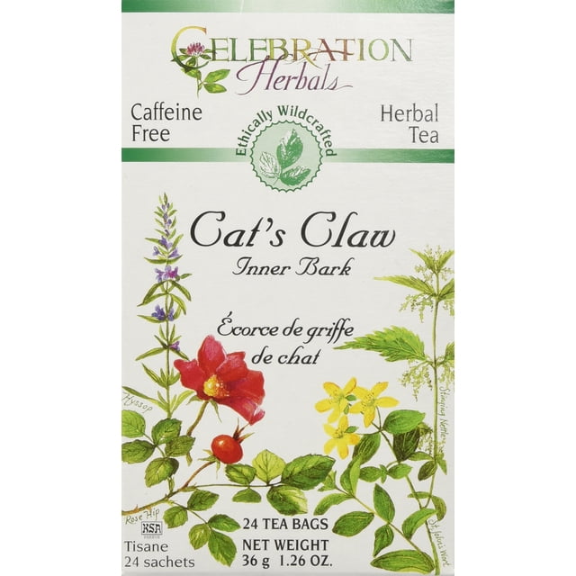 Bolsitas de té Celebration Herbals con corteza interior de uña de gato 24 unidades