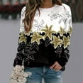 thumbnail image 2 of Cnbwig Pullover Sweatshirt for Women Casual Floral Print Long Sleeve Hoodless Crew Neck Drop Shoulder Sweatshirt Loose Tops Fall Tops Lightweight Sweatshirts A5-Yellow S, 2 of 4