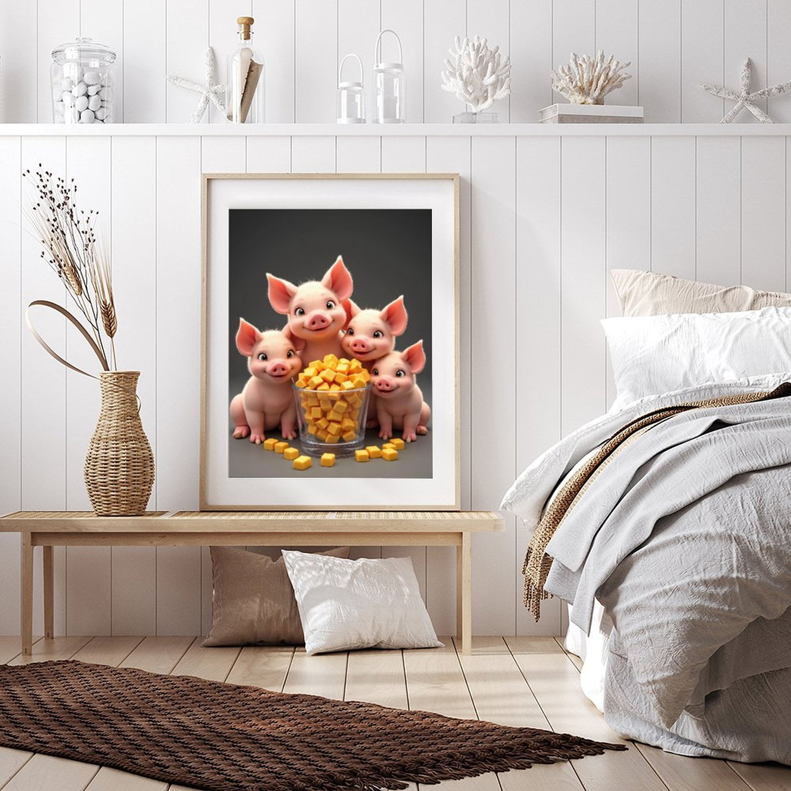 Diamond Art Kit for Adults, Pigs With Cheese Cubes Diamond Painting for Adults Beginners, DIY Diamond Art Painting Kits, 5D Diamond Painting Crafts for Home Decor 12x16 Frameless