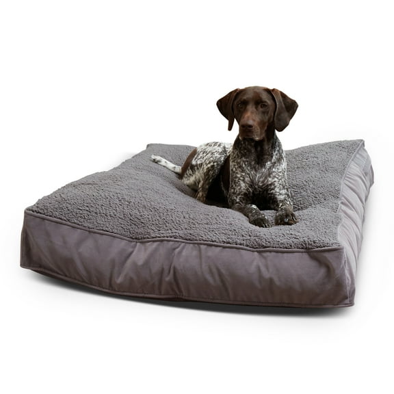 Happy Hounds Buster Sherpa Rectangle Pillow Style Dog Bed, Gray, Large (48 x 36 in.)
