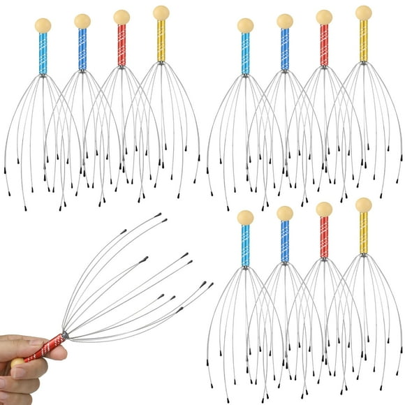 Soaoo 36 Pcs Masseur de Cuir Chevelu Manuel Masseur de Tête Cadeaux de Noël Relaxant Grattoir à Tête en Fil d'Acier avec Poignée en Bois pour Corps Maison Bureau Spa Soulagement du Stress Relaxation