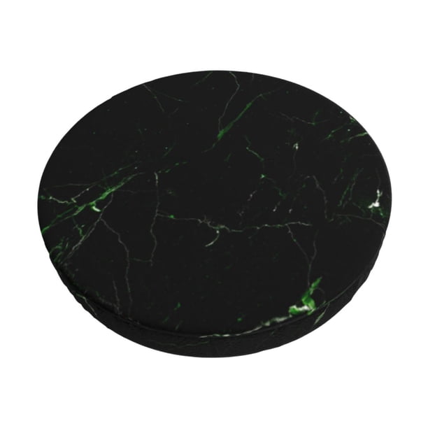 Disketp Black Marble Funda Redonda para Taburete, Funda de Cojín para Silla de Bar Suave y Elástica-12 inch