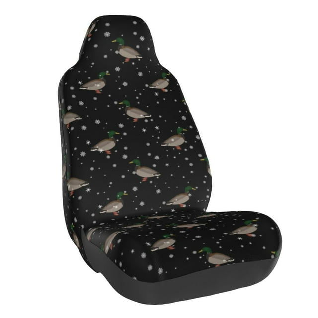 Wukai Mallards And Snowflakes Full Set Car Seat Covers with Soft Padding Universal Auto Front Seats Protector and Cushion Mat
