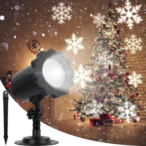 Christmas Projector Lights Outdoor, Led Snowflake Light Projector, Holiday Decorations IP65 Weatherproof Snow 360° Adjustable for Spotlights/New Year/Family Party Outdoor Indoor.